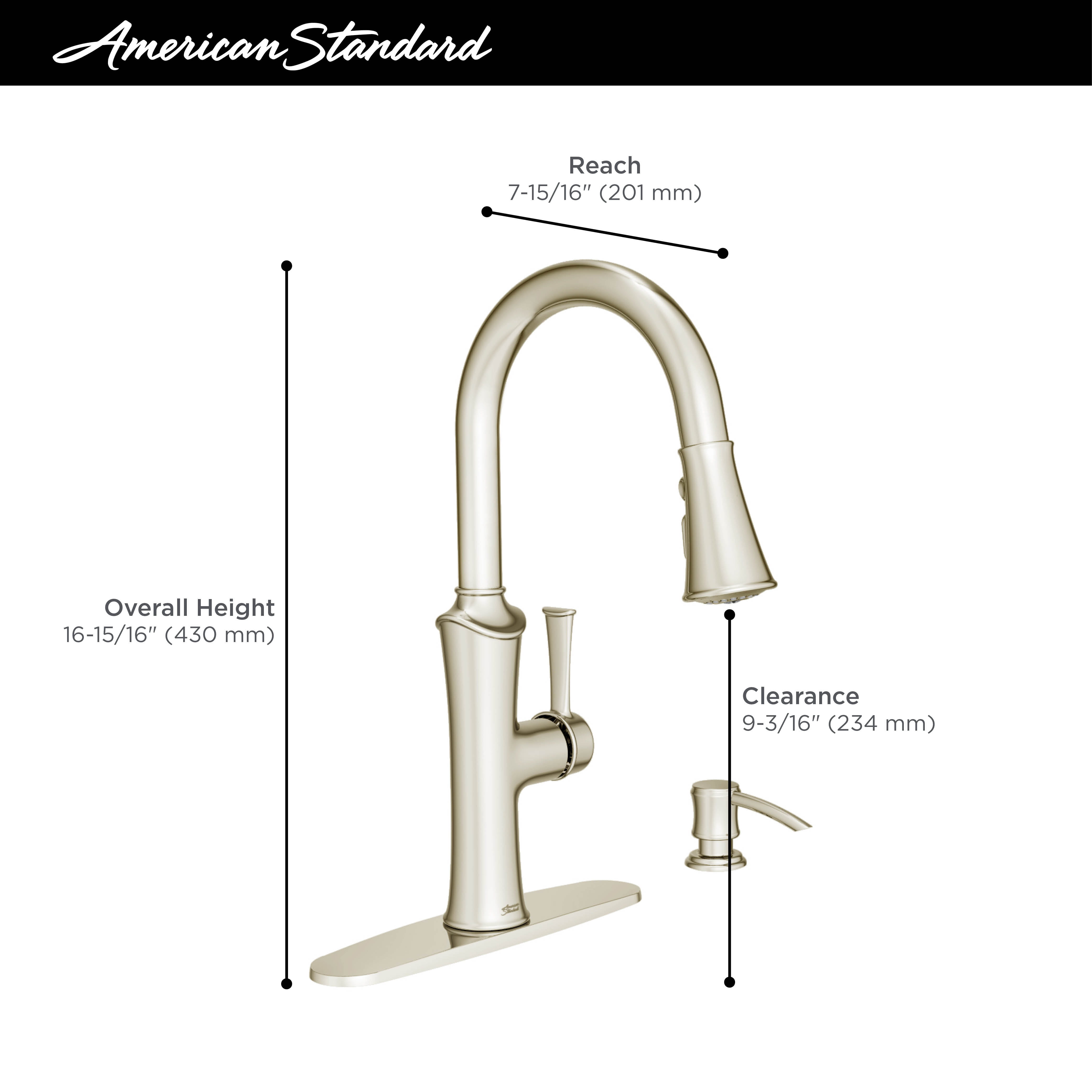 American Standard Vanek Pull-Down Kitchen Faucet with Soap Dispenser